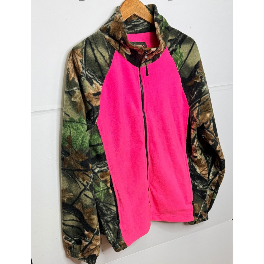 Trail Crest Fleece Jacket Women 2XL Pink Camo FullZip Mock Neck Outdoor Gorpcore - Picture 3 of 10